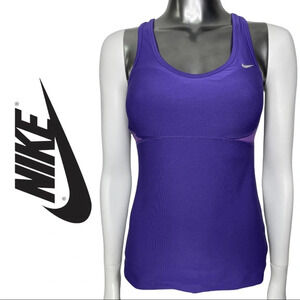 🛍️3/$40 Nike Dri Fit  Purple Racerback Tank Top Vented Built in Bra Size Small